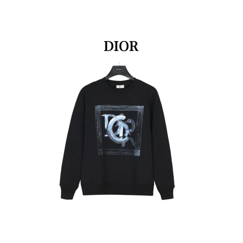 Dior Ink Painting Cotton Crewneck Sweatshirt,DIOR,SWEATSHIRT,APPAREL