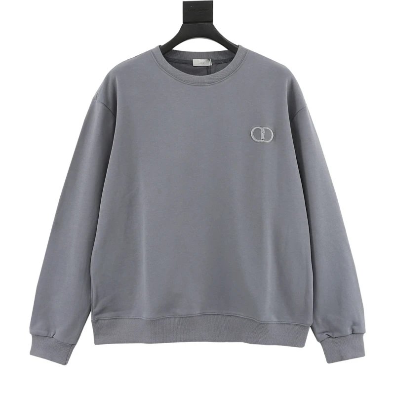 Dior Limited Edition Color Matching CD Letter Embroidered Logo Crewneck Sweatshirt,DIOR,SWEATSHIRT,APPAREL