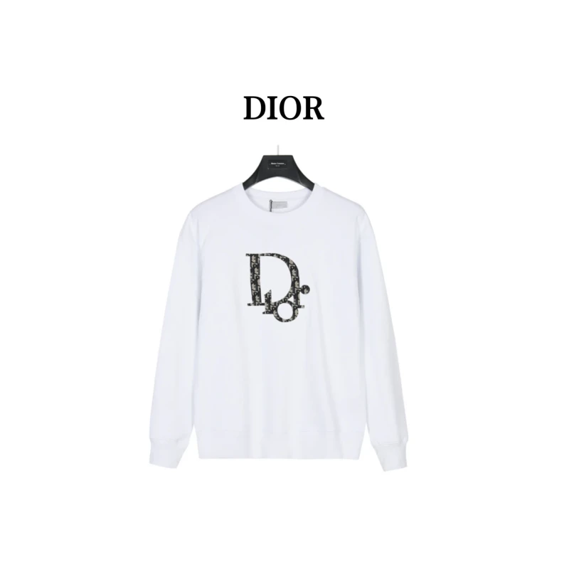 Dior Vintage Patch Embroidered Cotton Crewneck Sweatshirt,DIOR,SWEATSHIRT,APPAREL