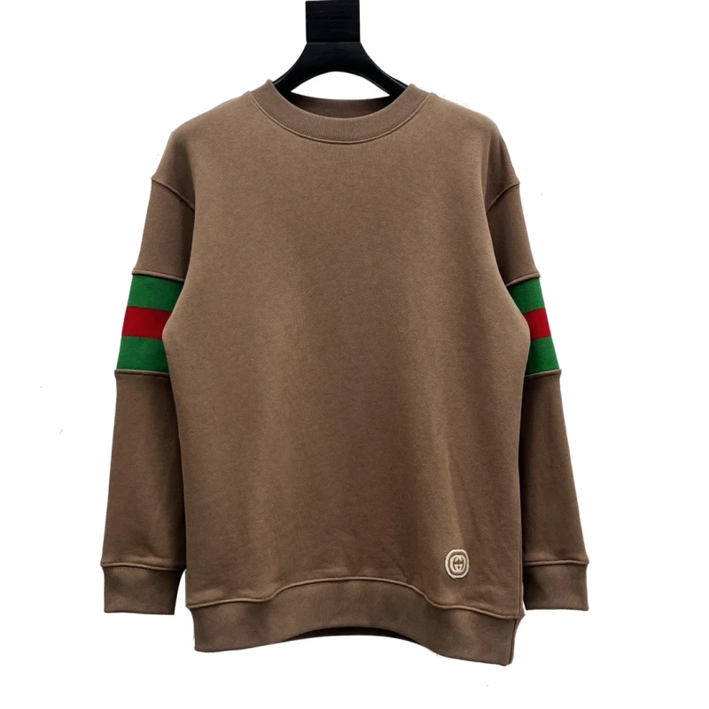 Gucci Red Green Striped Tape Color Block Crewneck Sweatshirt,GUCCI,SWEATSHIRT,APPAREL