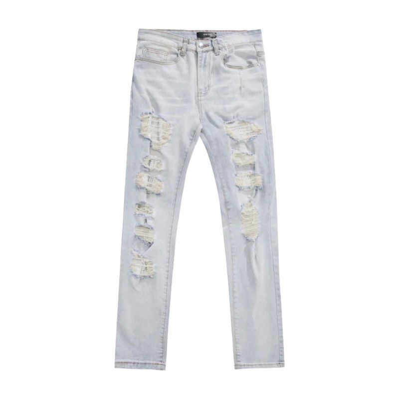 Amiri Blue Ironing Drill Ripped Jeans