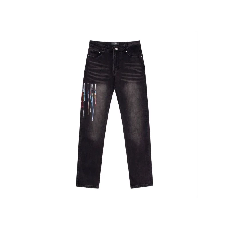 Amiri MX1 High Street Slim Fit Elastic Washed Blade Cut Broken Hole Jeans