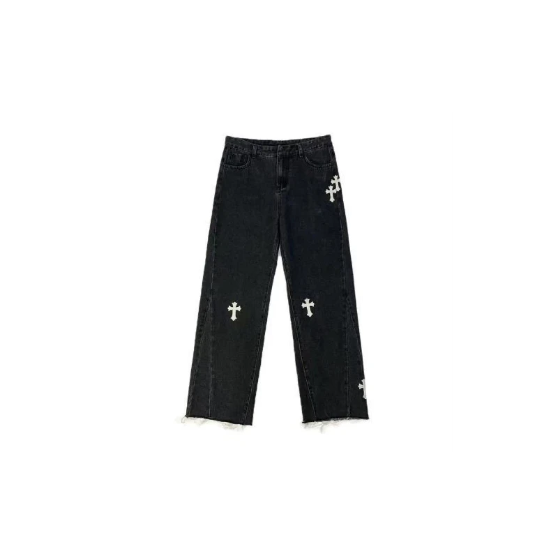 Chrome Hearts Patchwork Blue Denim Jeans Black/Blue