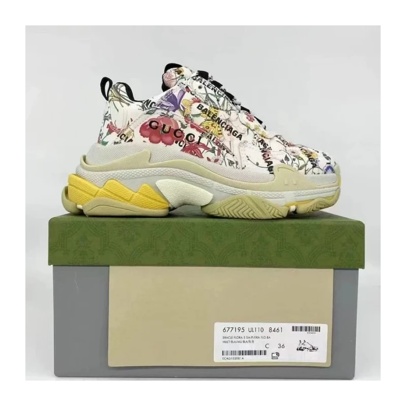 Gucci x Balenciaga The Hacker Project Triple S sneaker Flora Print cheap wholesale Balenciaga Shoes