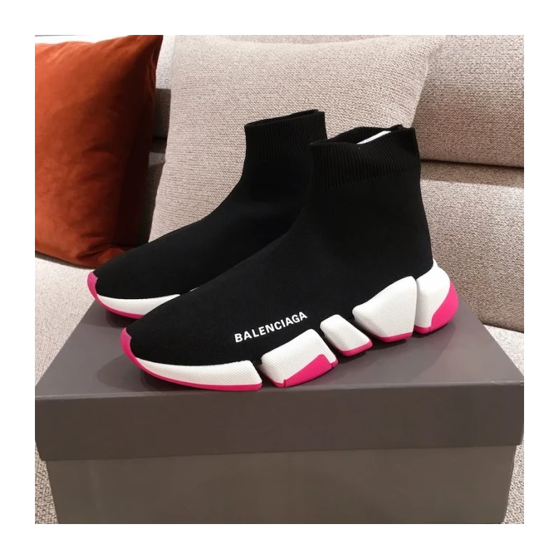 Balenciaga Speed Clear Sole Sneakers Black / Rose cheap wholesale Balenciaga Shoes