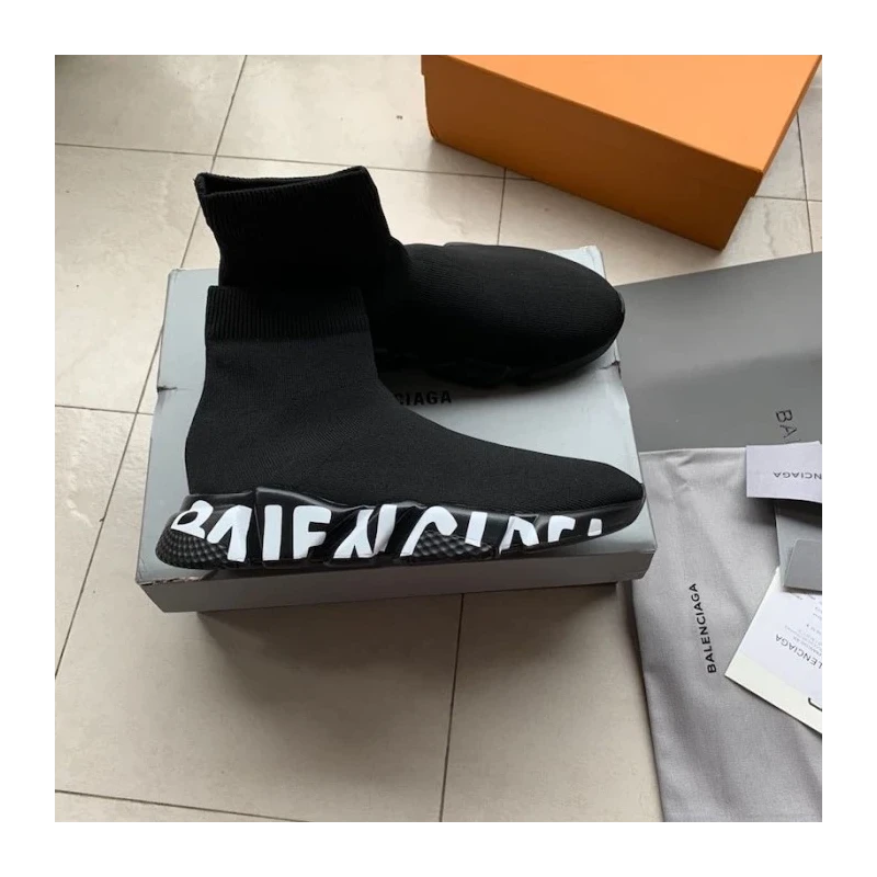 Balenciaga Speed Sneakers Graffiti Black cheap wholesale Balenciaga Shoes