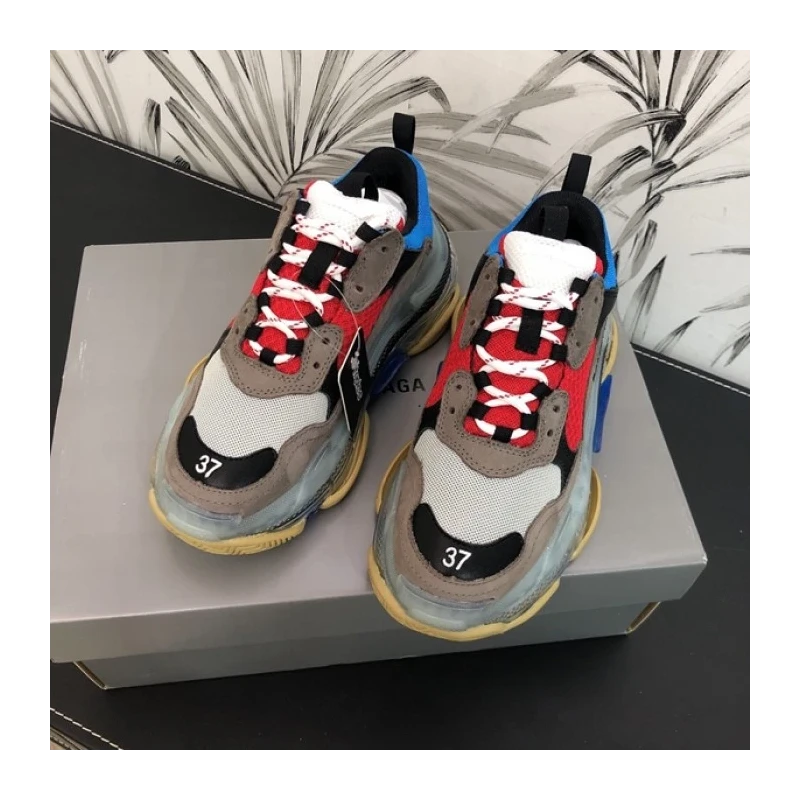 Balenciaga Triple S Sneakers Red Grey Blue cheap wholesale Balenciaga Shoes