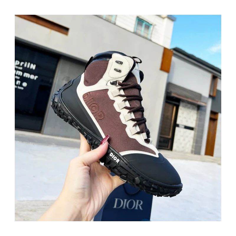 Dior Diorizon Hiking Ankle Boot Coffer Technical Mesh with Black Rubber cheap wholesale Dior Shoes