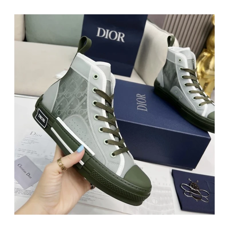 B23 High-Top Sneaker Olive Dior Oblique Canvas cheap wholesale Dior Shoes