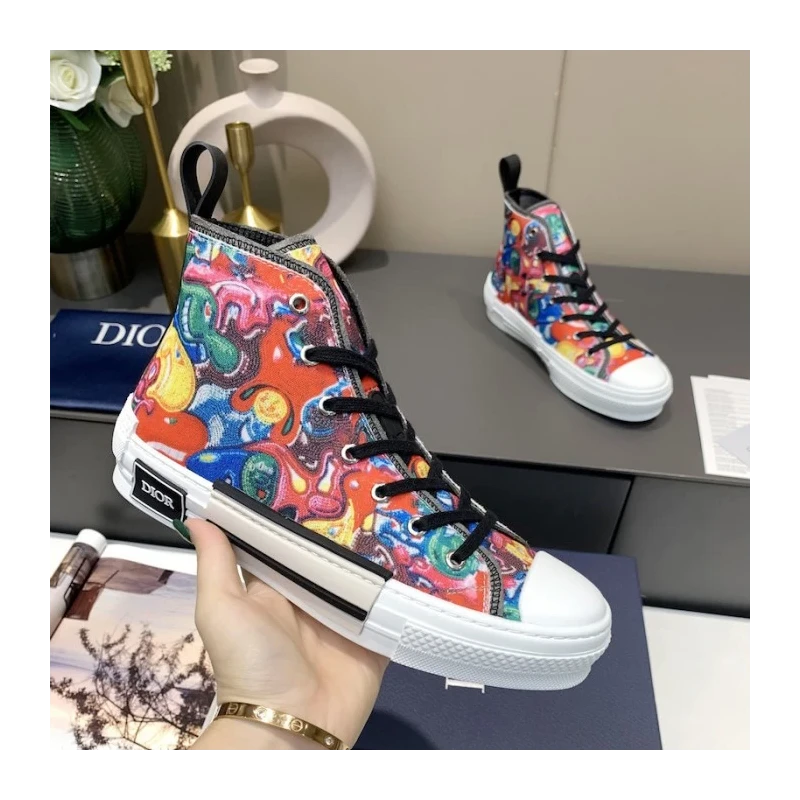 B23 DIOR AND KENNY SCHARF High-Top Sneaker Multicolor Resin Pearl Embroidery cheap wholesale Dior Shoes