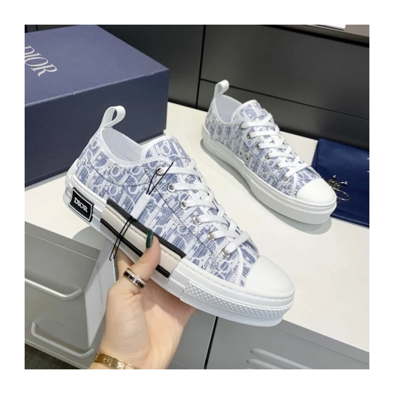 Dior B23 Low Top Sneaker Blue Dior Oblique Kasuri jacquard cheap wholesale Dior Shoes