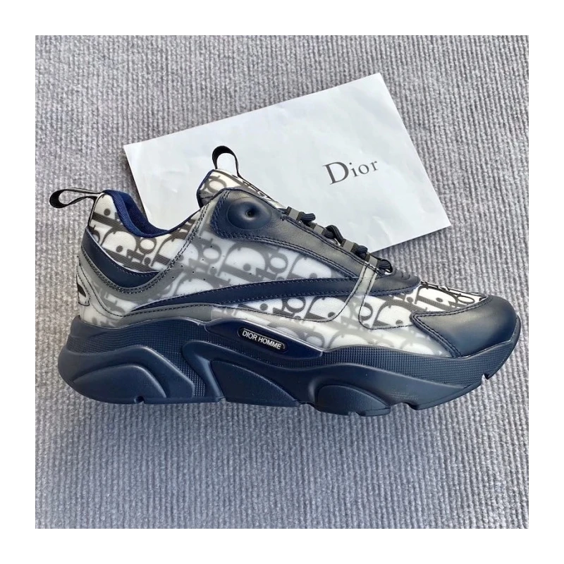 Dior B22 Sneaker in navy technical knit and white and navy calfskin cheap wholesale Dior Shoes