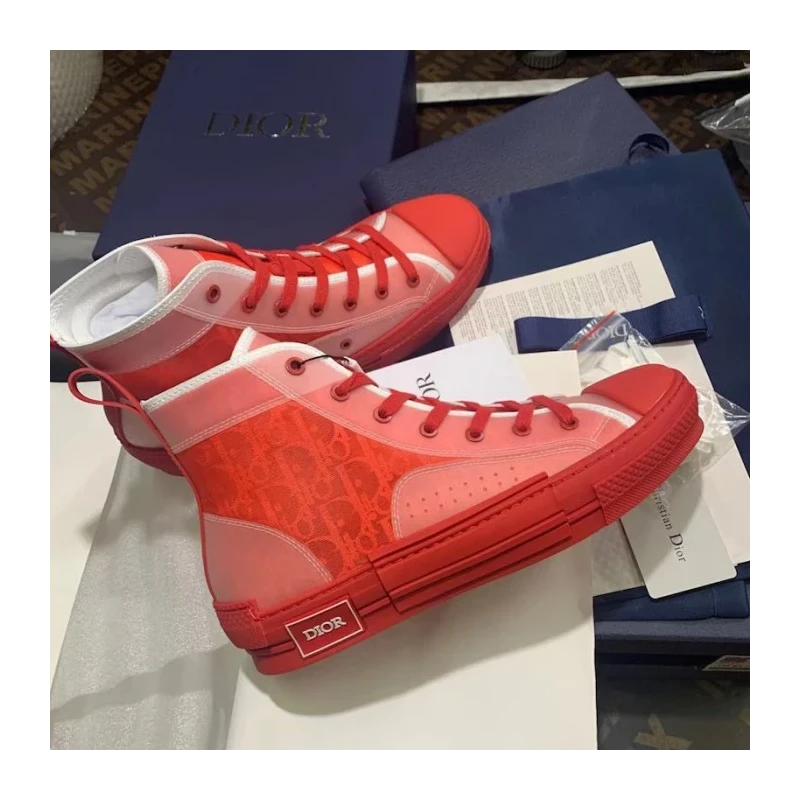 Dior B23 High Top Logo Oblique Red cheap wholesale Dior Shoes