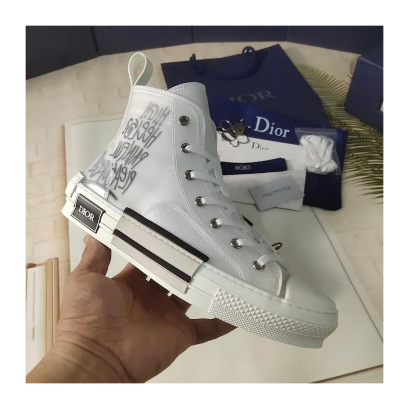 Dior B23 High Top Logo Oblique Print White cheap wholesale Dior Shoes