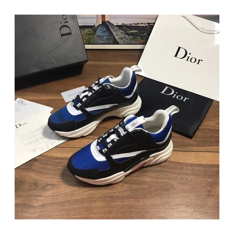 Dior B22 Sneaker in black technical knit black with blue cheap wholesale Dior Shoes