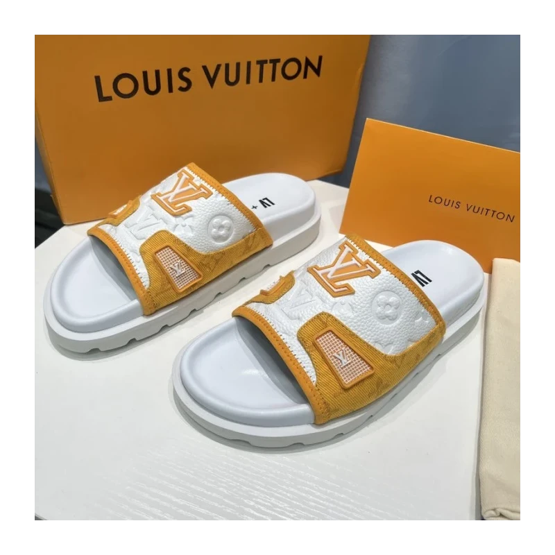 Louis Vuitton x NBA Trainer Mule Yellow cheap wholesale Louis Vuitton Shoes