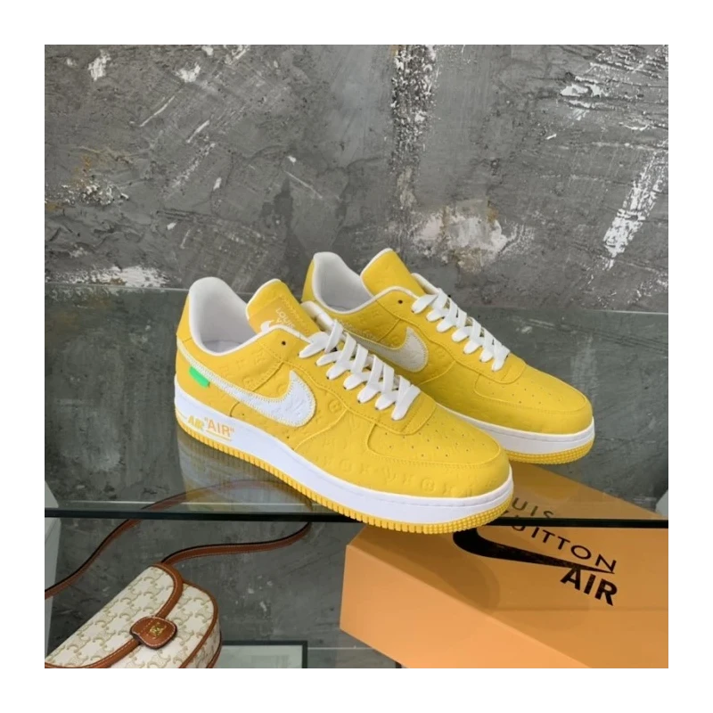 Louis Vuitton x Nike Air Force 1s in Yellow cheap wholesale Louis Vuitton Shoes