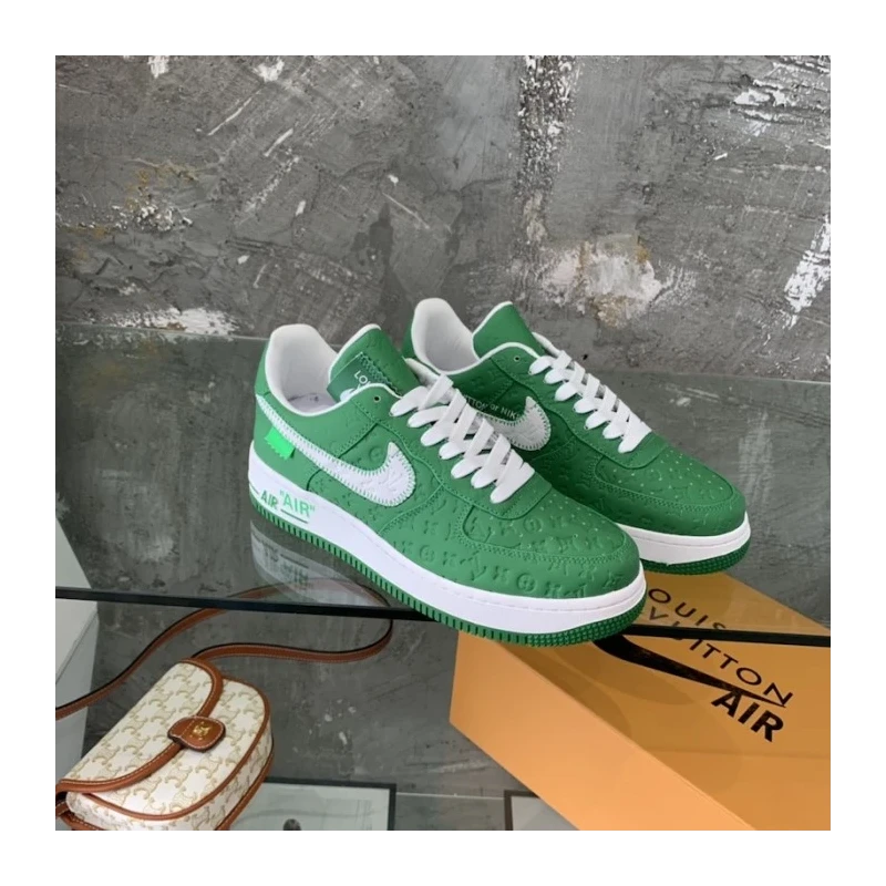 Louis Vuitton x Nike Air Force 1s in Green cheap wholesale Louis Vuitton Shoes