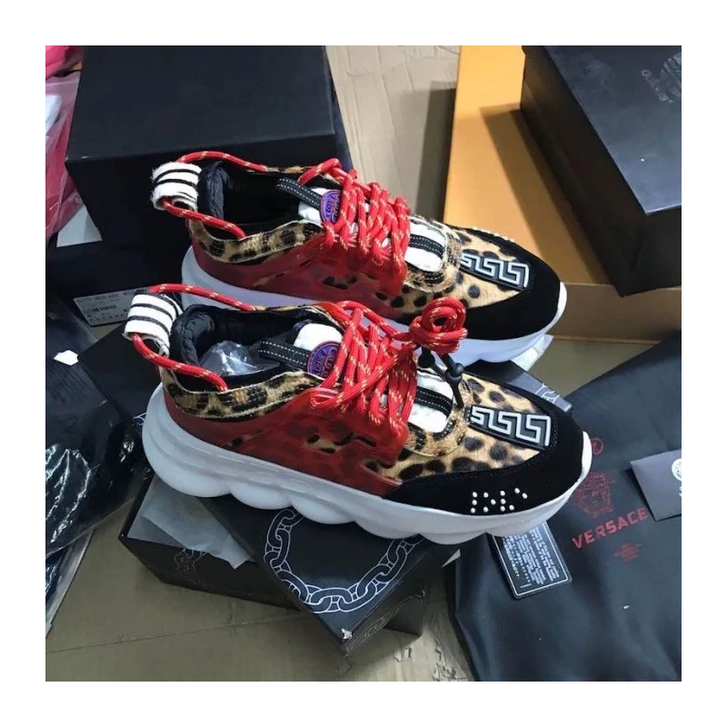 Versace Chain Reaction Sneakers Leopard cheap wholesale Versace Shoes