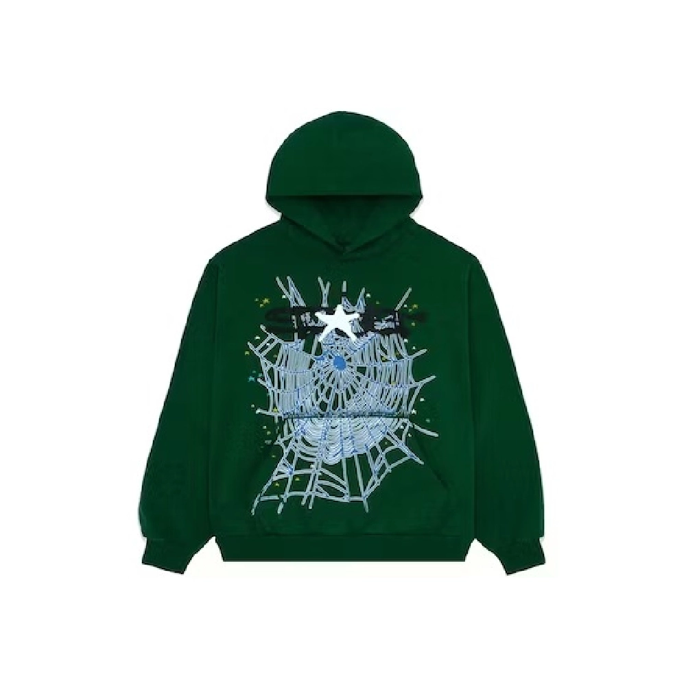 Sp5der Web Hoodie Hunter Green,Sp5der Hoodie,HOODIE,APPAREL