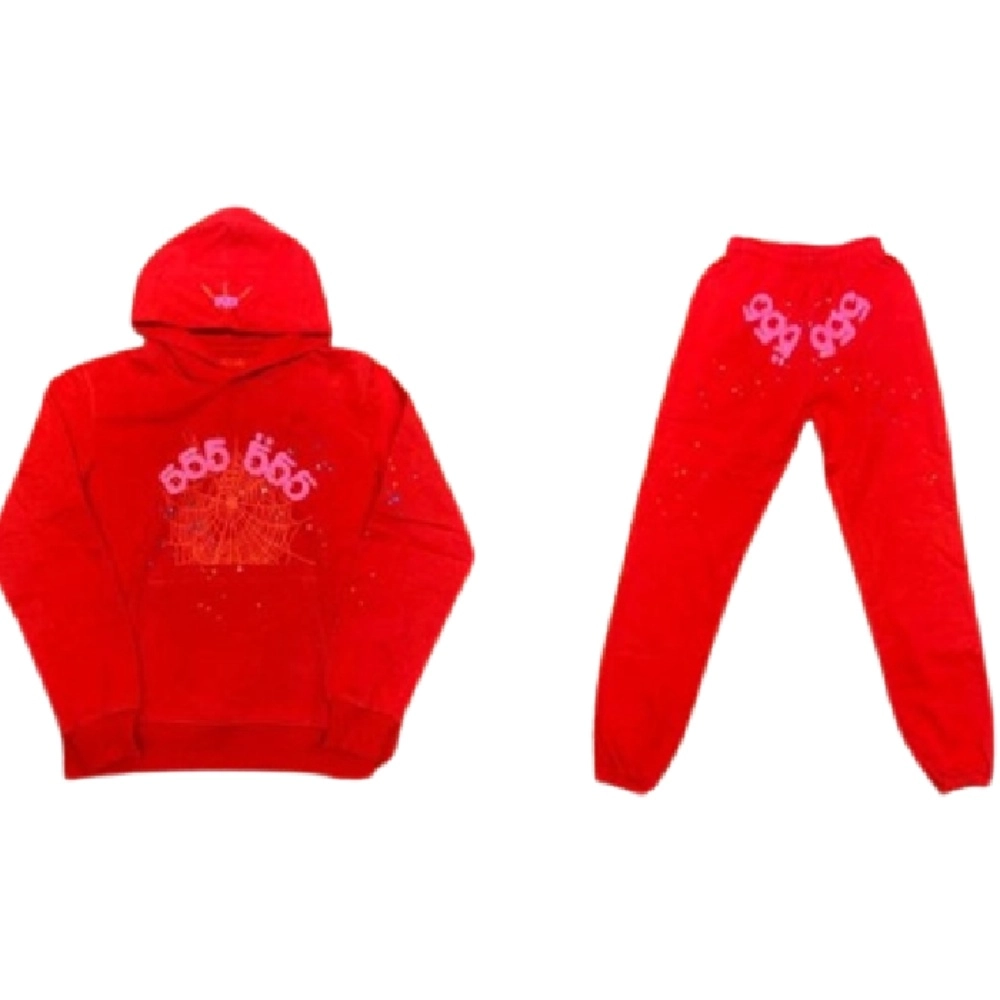 Red Sp5der 555 Tracksuit,Sp5der Tracksuit,SUIT,APPAREL