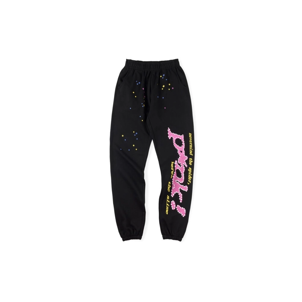 P*nk! Black Sp5der Sweatpant,Sp5der Sweatpants,CASUAL PANTS,APPAREL