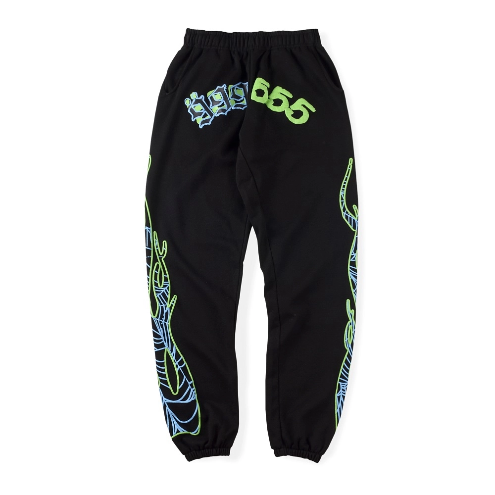 Juice World 999 Black Sp5der Sweatpant,Sp5der Sweatpants,CASUAL PANTS,APPAREL